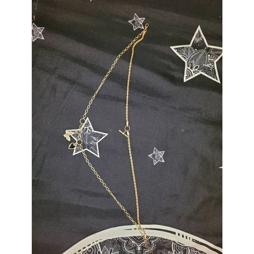 Butterfly and heart charm necklace